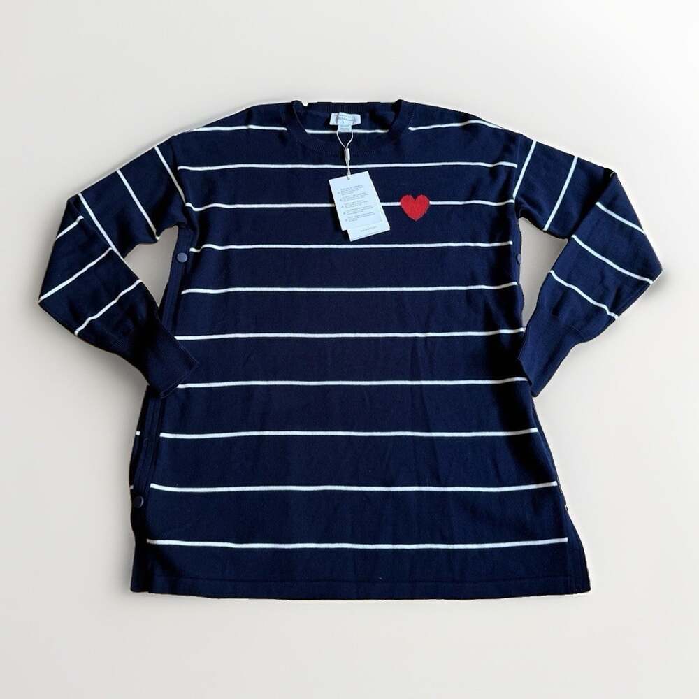 Seraphine Mama + Mini Navy Striped Nursing Sweater Heart Size S